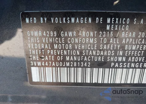 2018 Volkswagen Golf Gti 2.0T Autobahn/2.0T S/2.0T Se из США, поврежденный, VIN 3VW447AU0JM281342